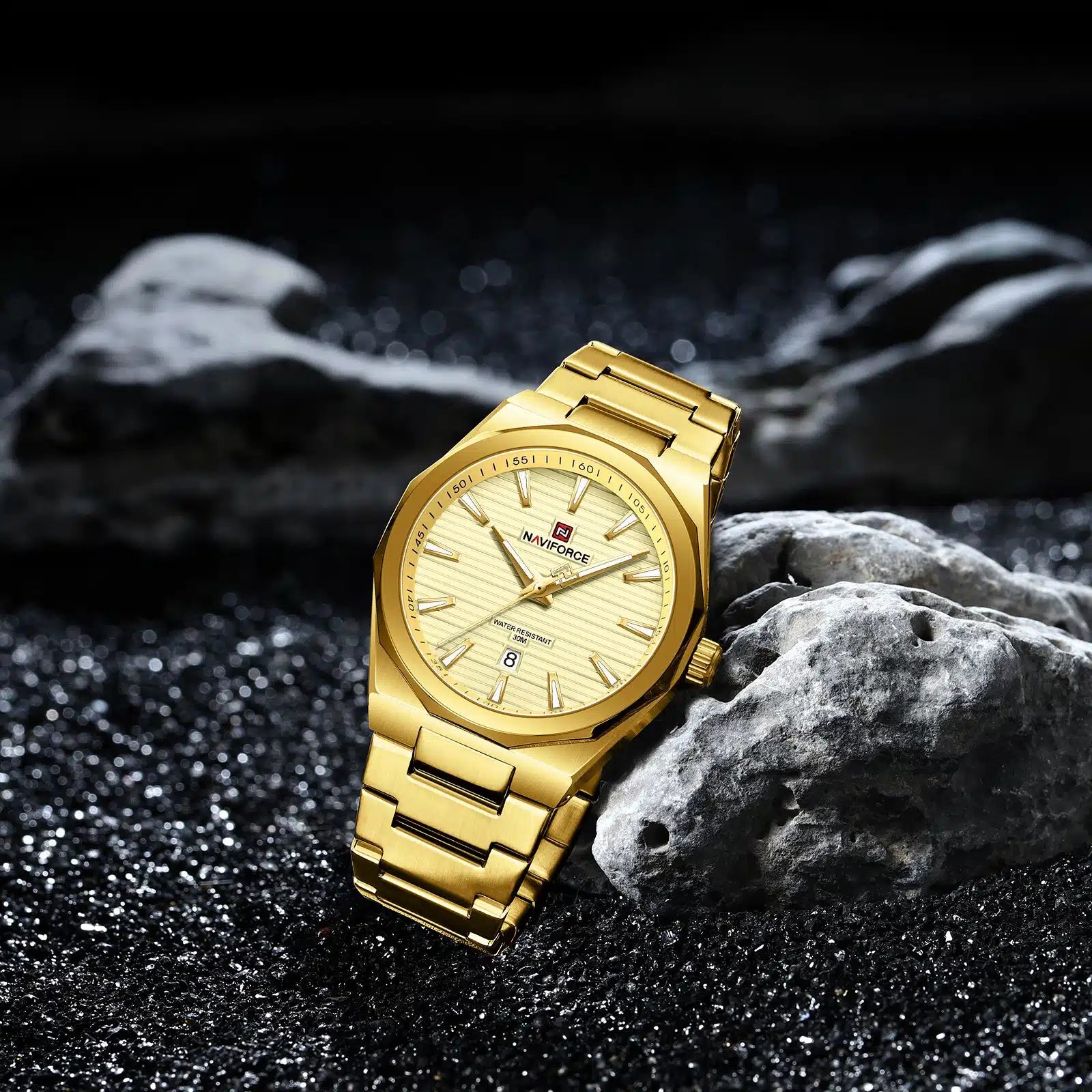 Golden Stainless Steel with Blue Dial
